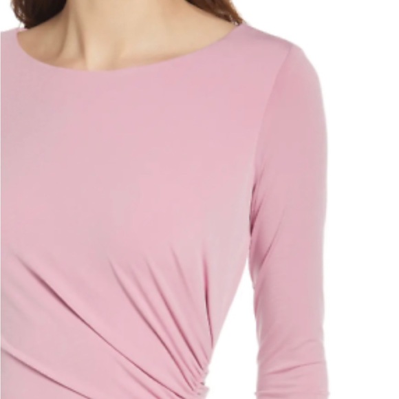 🩷Summer Sale 🩷NEW KATIE MAY & SHAKER RUCHED LONG SLEEVE  MIDI PINK MAUVE DRESS - Picture 3 of 4